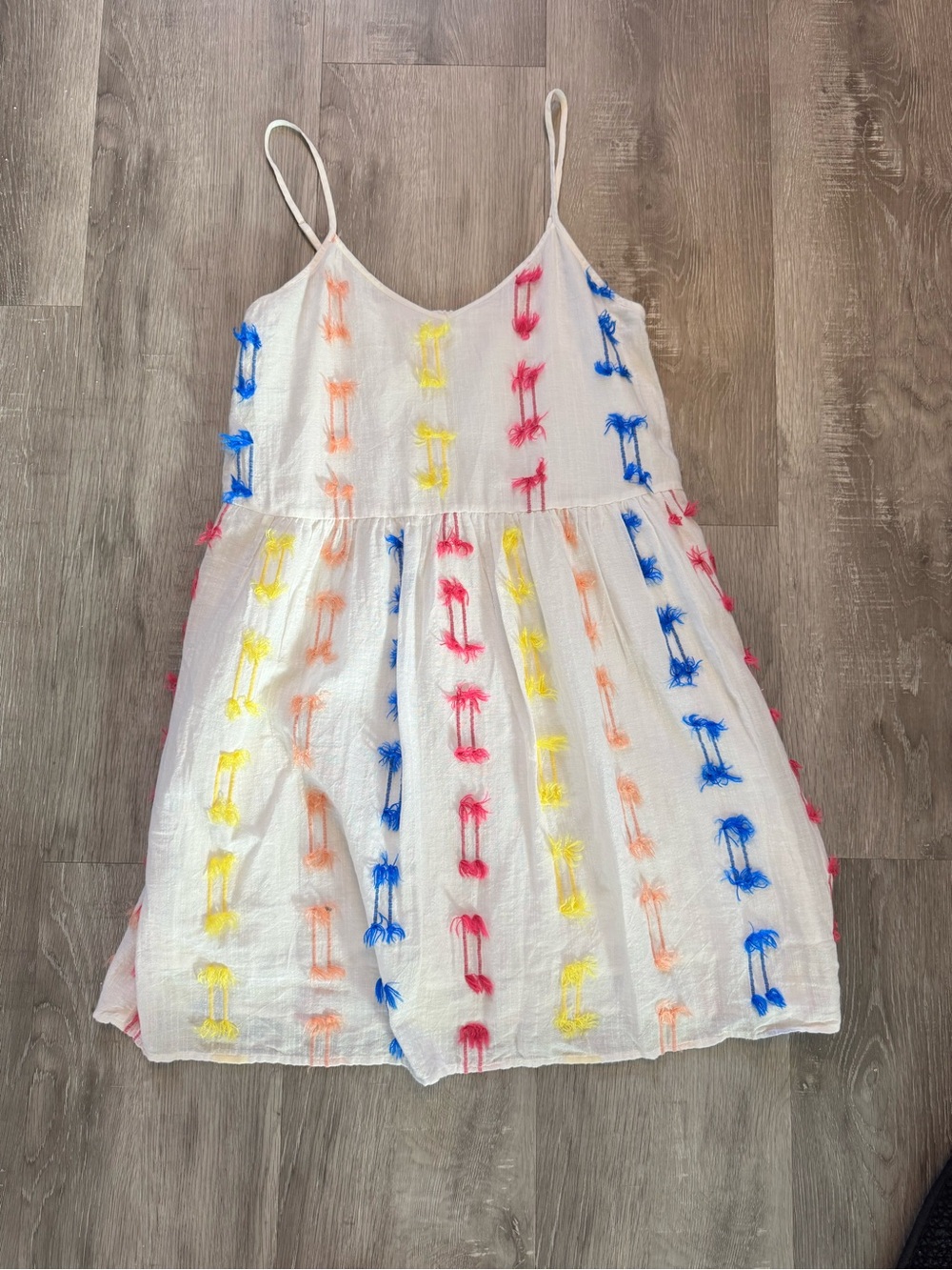 LOU & GREY LOFT NWT Fringe Mini Cami Dress Fiesta Colorful White Size Small